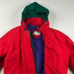 Vintage 90s French Navy Colorblock Puffer Rain Snow Jacket Men’s L Hidden Hoodie